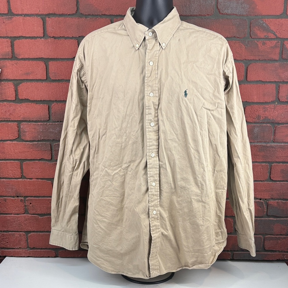 Ralph Lauren Shirt Mens XL Tan‎ Button Down
